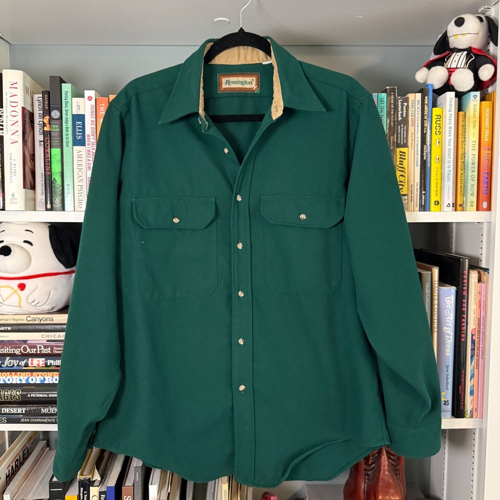 Remington Outdoor Clothing Vintage Forest Green Utility Field Shirt L